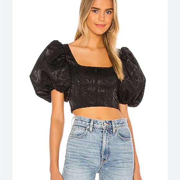 LPA Revolve Women Danuta Top Small Puff Sleeve Crop Corset Royalcore Regency‎ - Picture 1 of 10